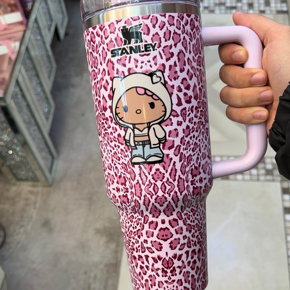 Stanley Pink Leopard Kids Tumbler with Cute Character